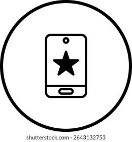 Smartphone with Star Rating Icon within Circle: Minimalist Design for Technology and User Experience