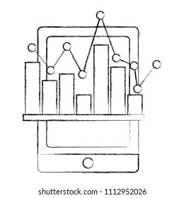 smartphone statistic financial bar graph