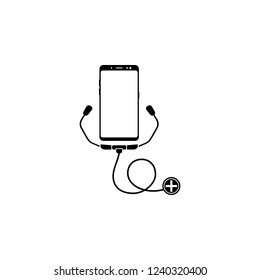smartphone stethoscope diagnostic vector icon for websites and mobile minimalistic flat design