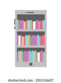 smartphone stock of books in screen reading online