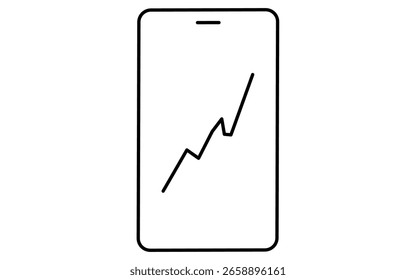 Smartphone com gráfico de ações ícone de desenho de linha simples, ilustração de negociação móvel e investimento, Ilustração de vetor