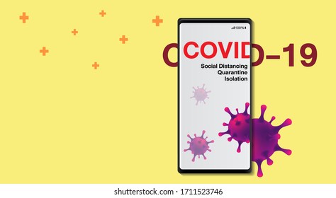 Smartphone Stop Covid-19 vector Illustration concept coronavirus COVID-19.