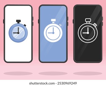Bildschirmdarstellung für die Zeitschaltuhr der Smartphone-Stoppuhr