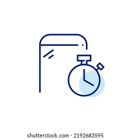 Smartphone stopwatch app. Pixel perfect, editable stroke line art