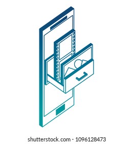 smartphone storage movie and photo isometric