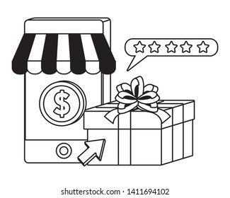 Smartphone and store icon design vector illustration