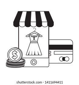 Smartphone and store icon design vector illustration