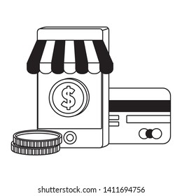Smartphone and store icon design vector illustration