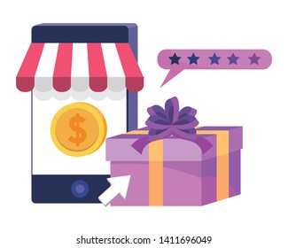 Smartphone and store icon design vector illustration