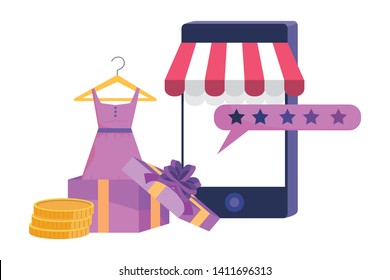 Smartphone and store icon design vector illustration