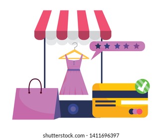 Smartphone and store icon design vector illustration