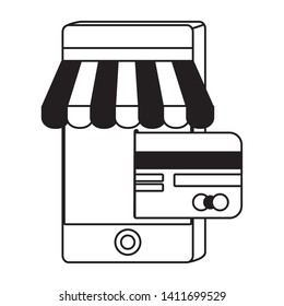 Smartphone and store icon design vector illustration