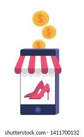 Smartphone and store icon design vector illustration