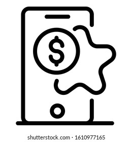 Smartphone store icon. Outline smartphone store vector icon for web design isolated on white background
