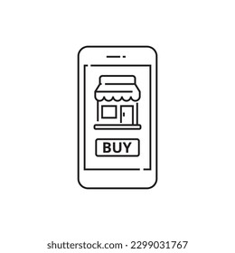 Smartphone mit Speichergrafik, geeignet für das Online-Shopping-Icon 