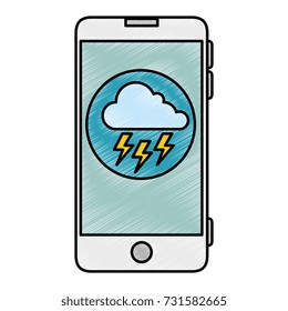 smartphone with storm cloud weather application