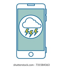 smartphone with storm cloud weather application