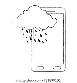 smartphone with storm cloud weather application