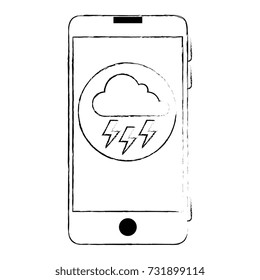 smartphone with storm cloud weather application