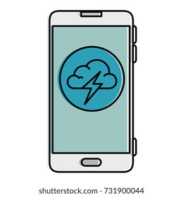 smartphone with storm cloud weather application