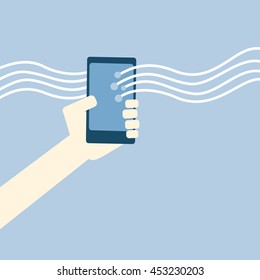 smartphone streaming: hand holding portable device