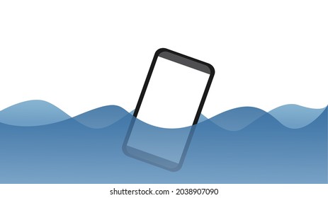 smartphone submerged water vector illustration