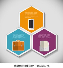 smartphone suitcase envelope infographic step office icon. Flat and Colorfull illustration. Vector graphic