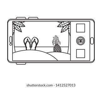 smartphone with summer beach scene
