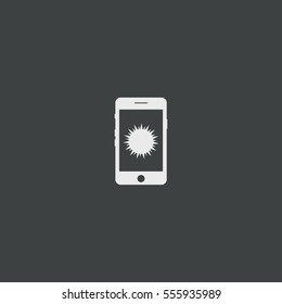 Smartphone sun icon isolated on black background