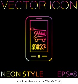 smartphone with the symbol cart online store