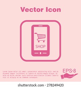 smartphone with the symbol cart online store