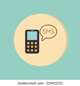 smartphone with the symbol of cloud of sms dialogue