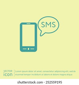 smartphone with the symbol of  cloud of sms dialogue