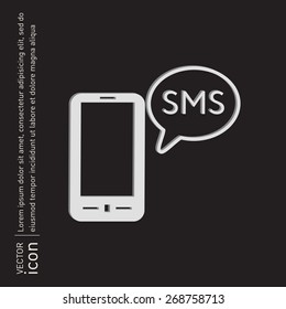 smartphone with the symbol of  cloud of sms dialogue