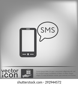 smartphone with the symbol of  cloud of sms dialogue