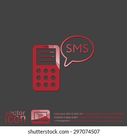 smartphone with the symbol of cloud of sms dialogue