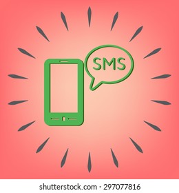 smartphone with the symbol of  cloud of sms dialogue
