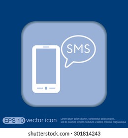 smartphone with the symbol of  cloud of sms dialogue