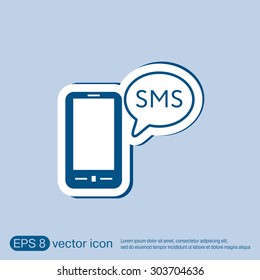 smartphone with the symbol of  cloud of sms dialogue