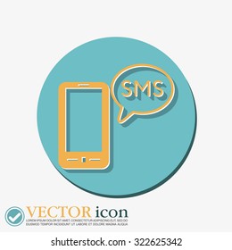 smartphone with the symbol of  cloud of sms dialogue