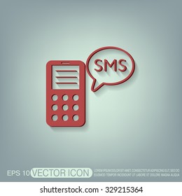 smartphone with the symbol of cloud of sms dialogue