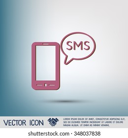 smartphone with the symbol of  cloud of sms dialogue