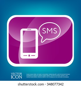 smartphone with the symbol of  cloud of sms dialogue