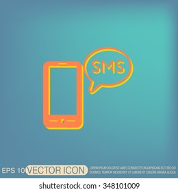 smartphone with the symbol of  cloud of sms dialogue