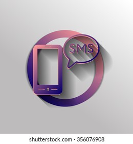 smartphone with the symbol of  cloud of sms dialogue