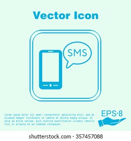 smartphone with the symbol of  cloud of sms dialogue