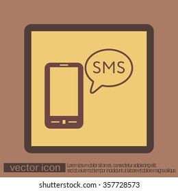 smartphone with the symbol of  cloud of sms dialogue