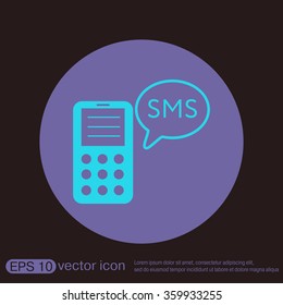 smartphone with the symbol of cloud of sms dialogue