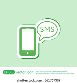 smartphone with the symbol of  cloud of sms dialogue
