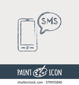 smartphone with the symbol of  cloud of sms dialogue